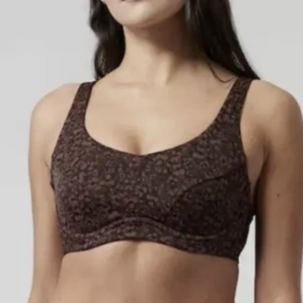 Athleta NWT 34D/DD Bondi Bra Bikini Top SOLD OUT Swim Athletic Brown Underwire